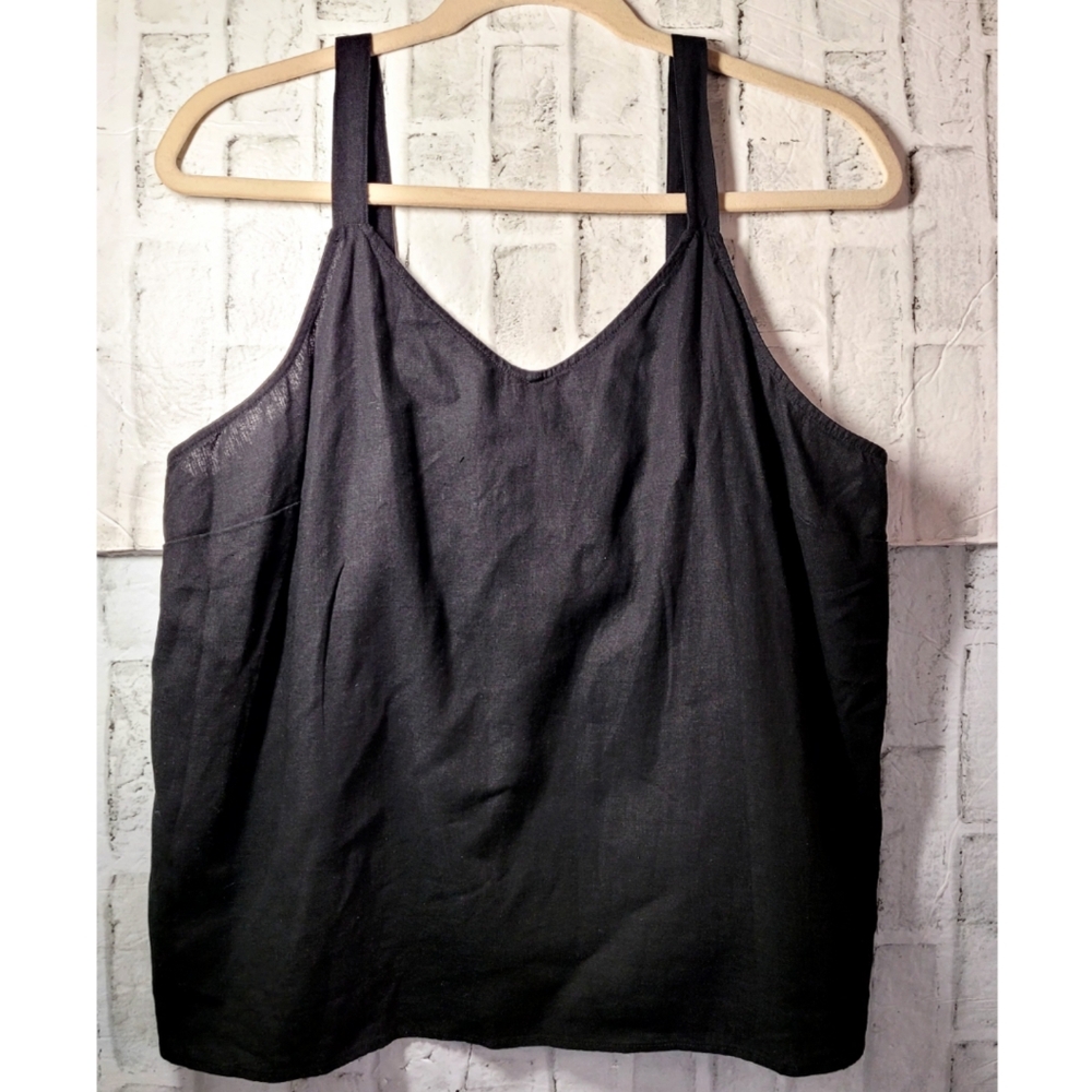 Angels Forever Young Plus Size 2X Solid Black Spaghetti Strap Swing Tank Top